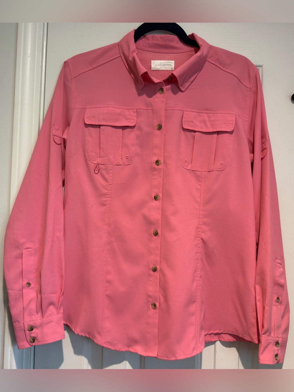 Women's Gander Mountain Long Sleeve Button Up Pink Outdoor Shirt Size Medium